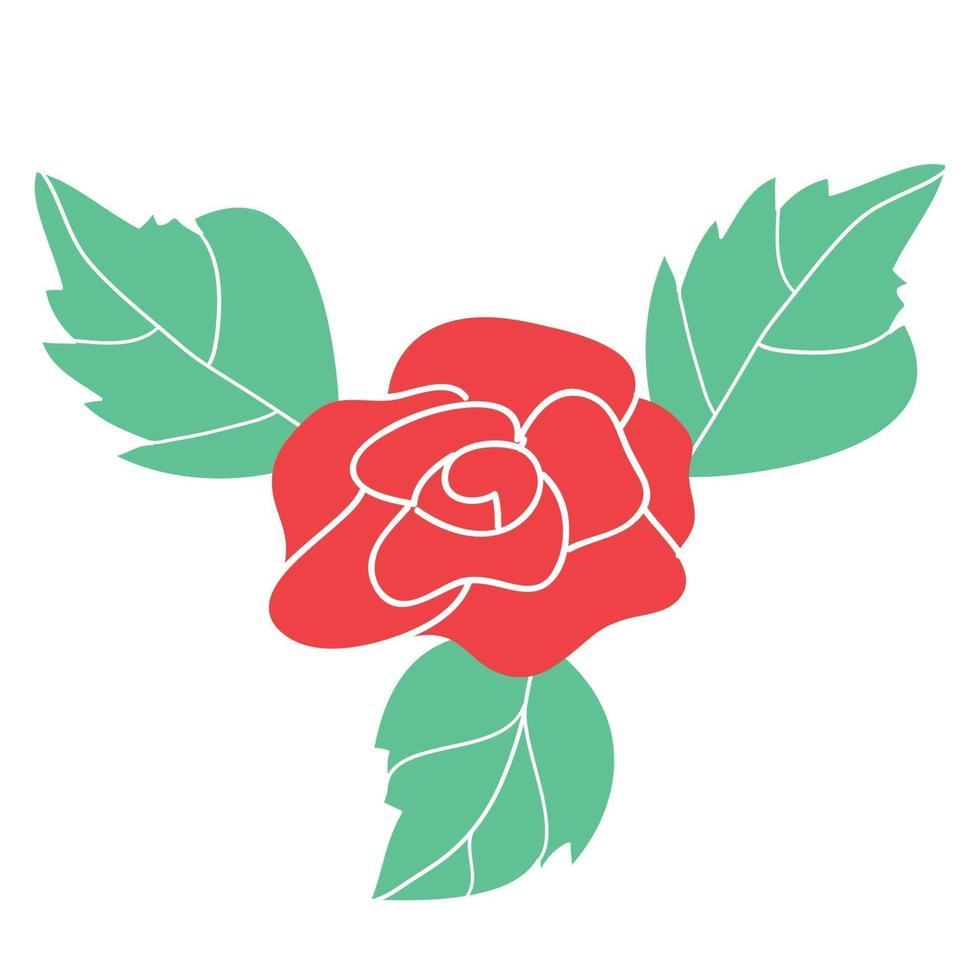 Cartoon rose, beautiful flower for decoration vector