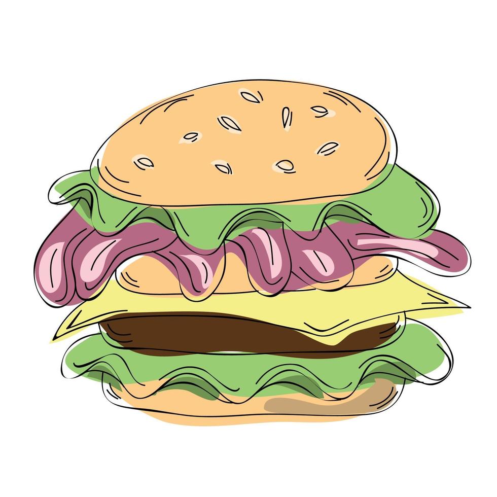 hamburguesa y hamburguesa con queso comida rápida vector