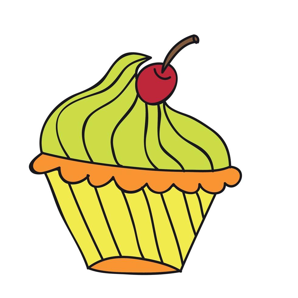 cupcakes dulces de colores estilo doodle vector