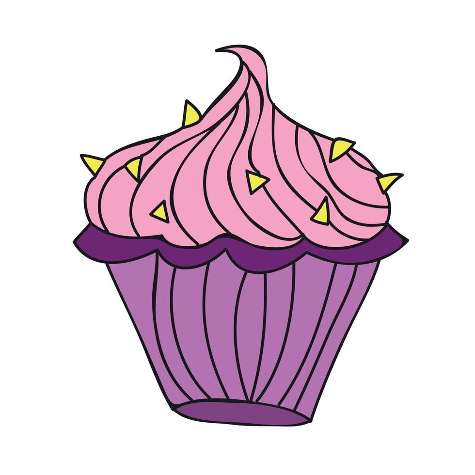 Colored sweet cupcakes doodle style vector