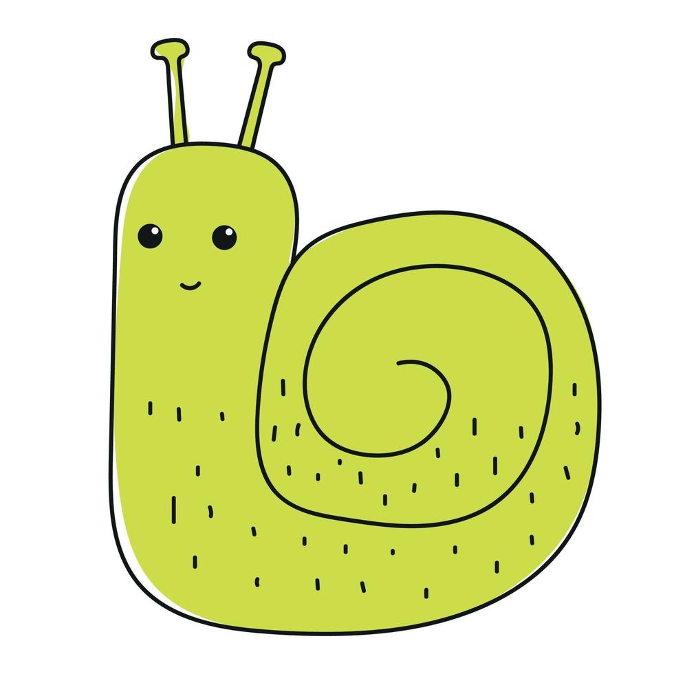 caracol verde de dibujos animados vector