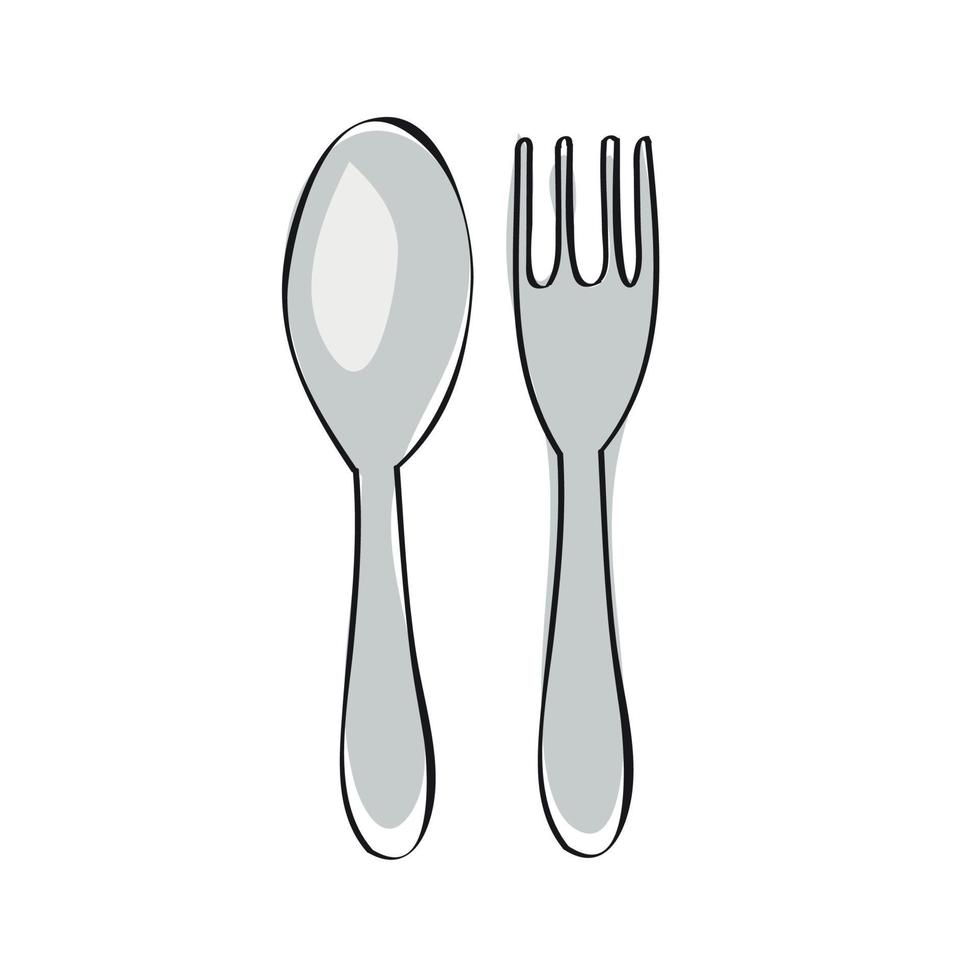 Gray tablespoon, cartoon style vector