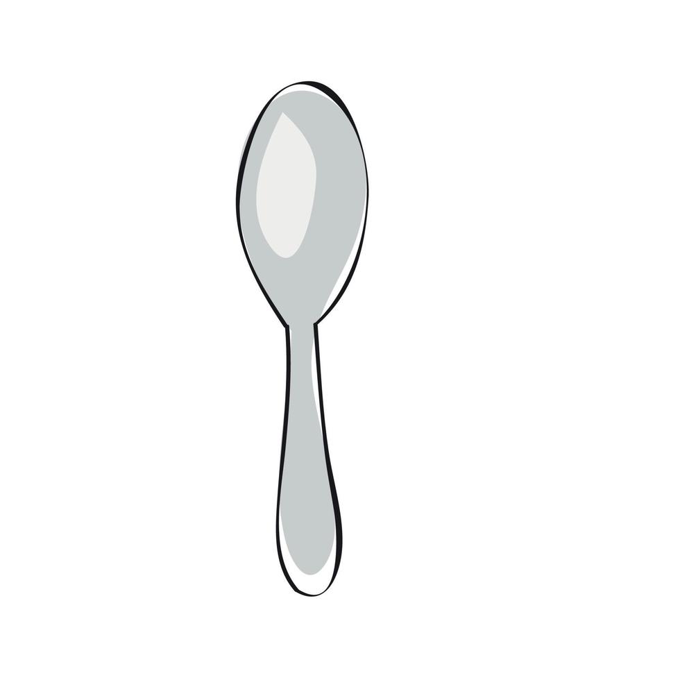 Gray tablespoon, cartoon style vector