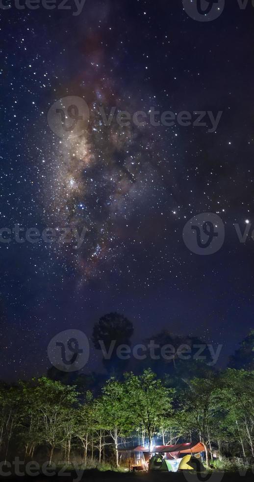 Camping site in scenic view of milky way galaxy photo