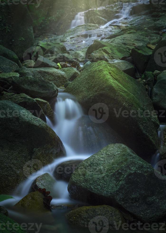 Tropical rainforest waterfall long explosion photo