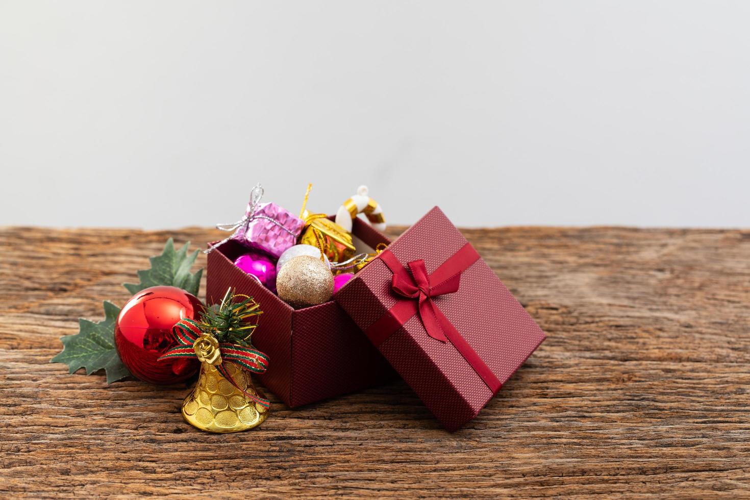 present box with color ribbon on white background photo