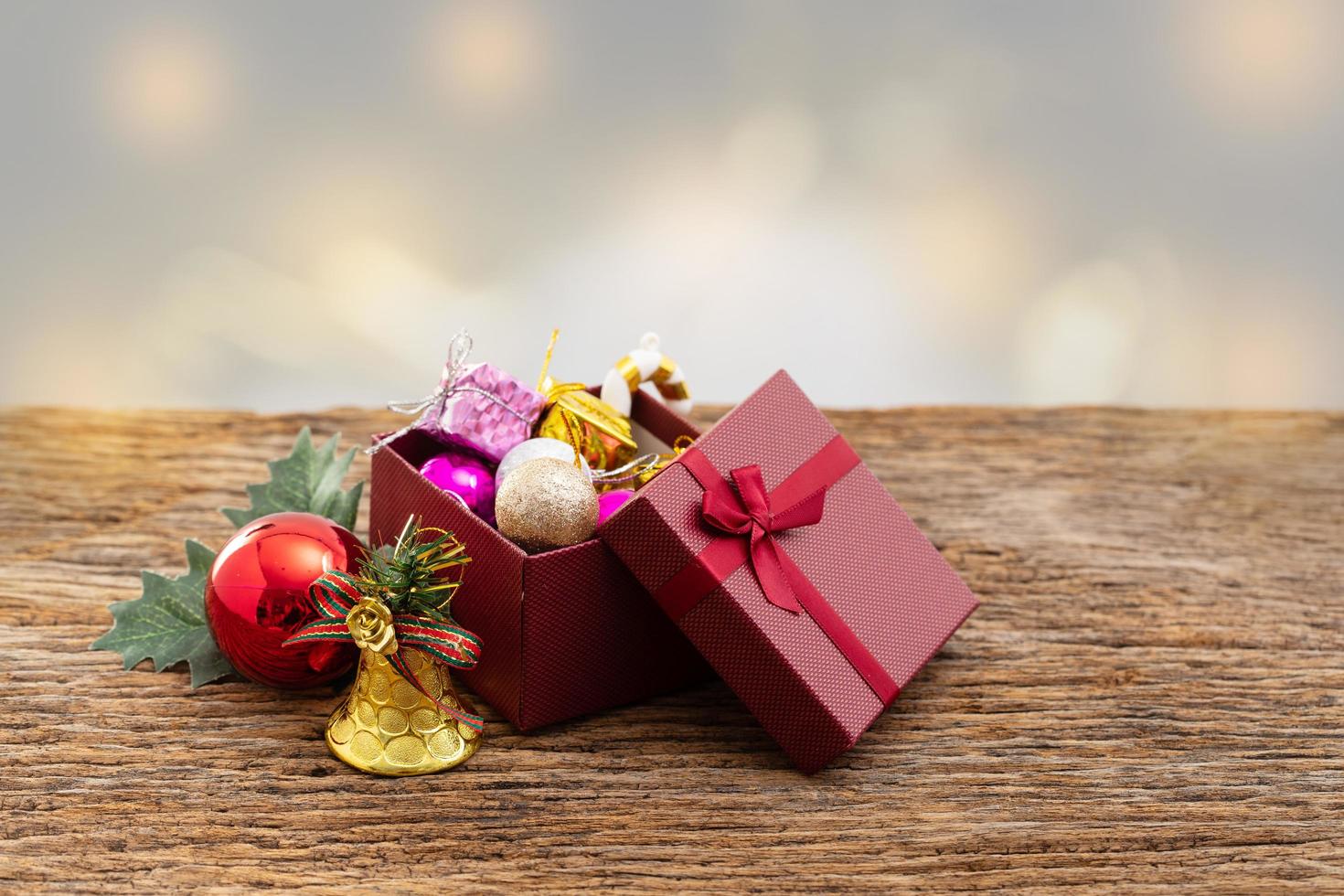 present box with color ribbon on white background photo