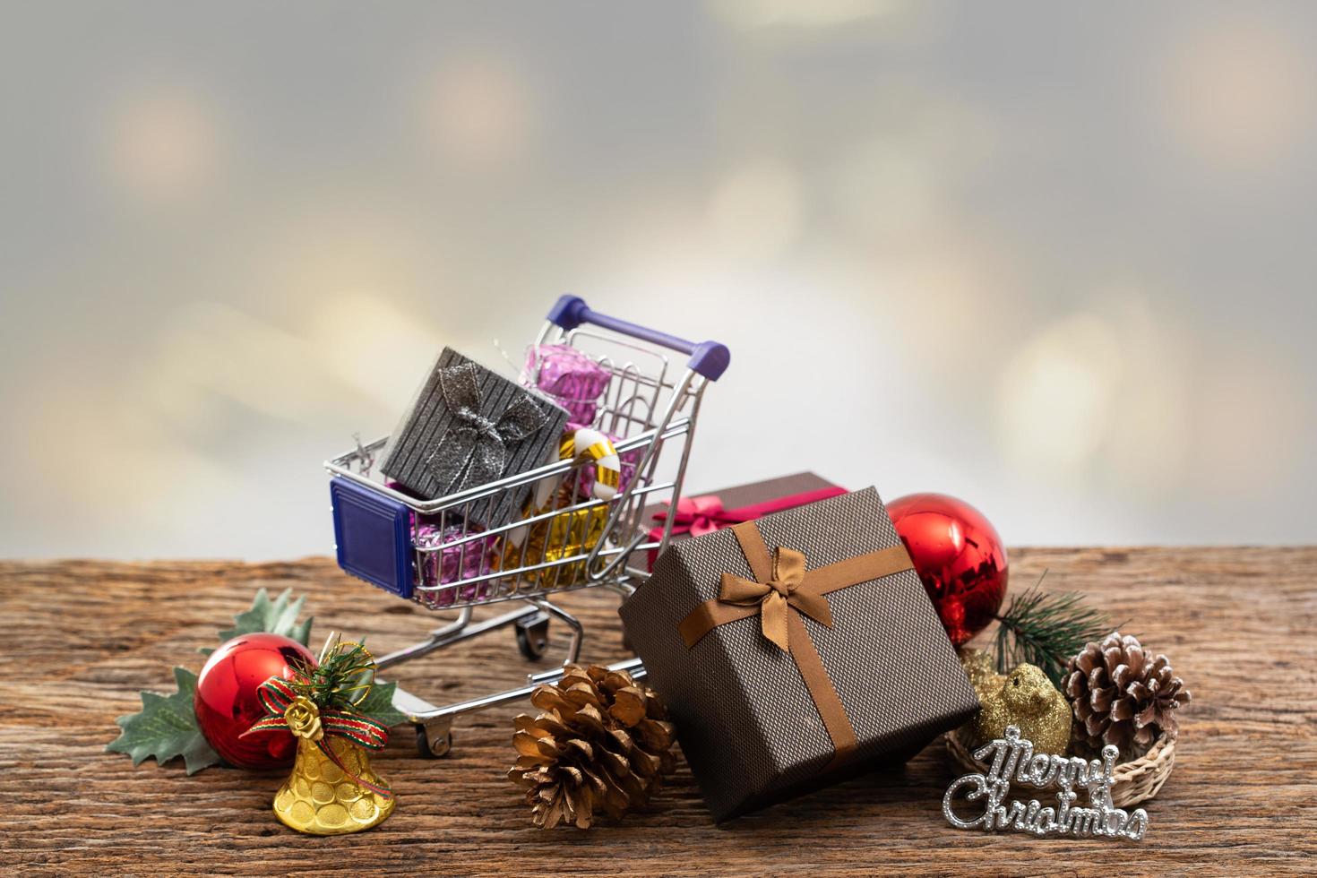 present box with color ribbon on white background photo