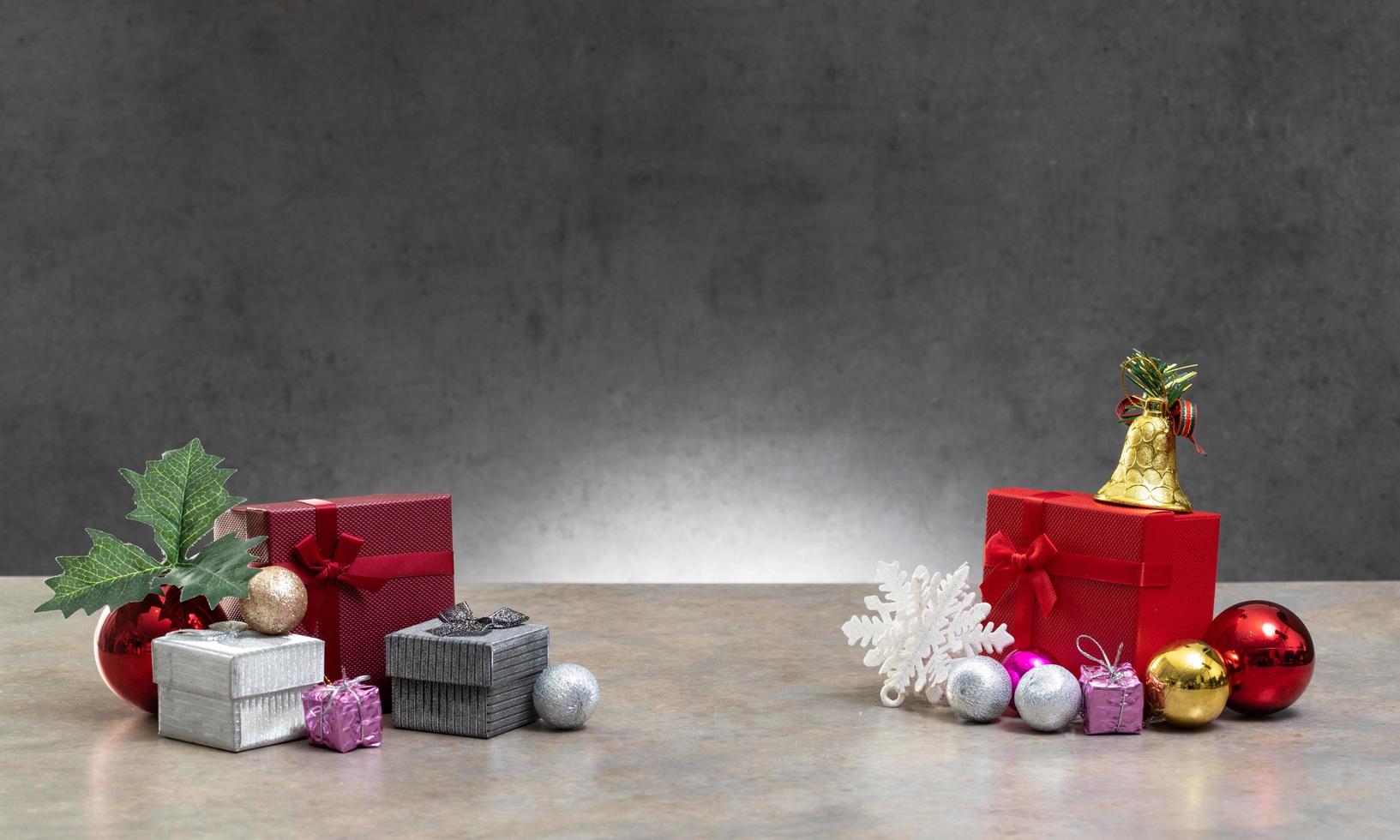 gift present box with color ribbon on white background photo