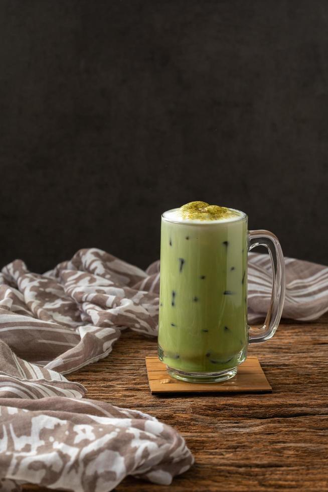 greentea matcha latte cold beverage drink freshness photo