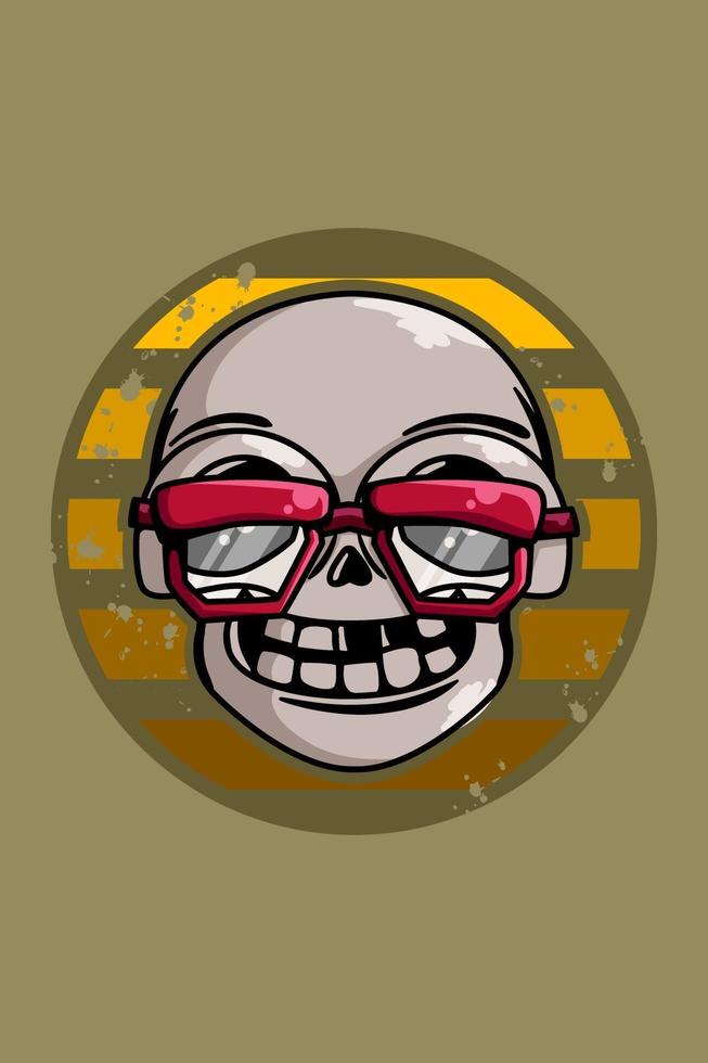 Funny skull with glasses vintage illustration vector