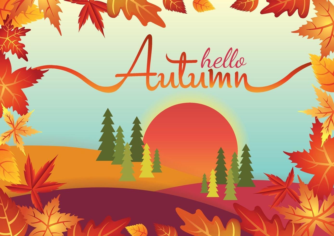 autumn season art landscape vector