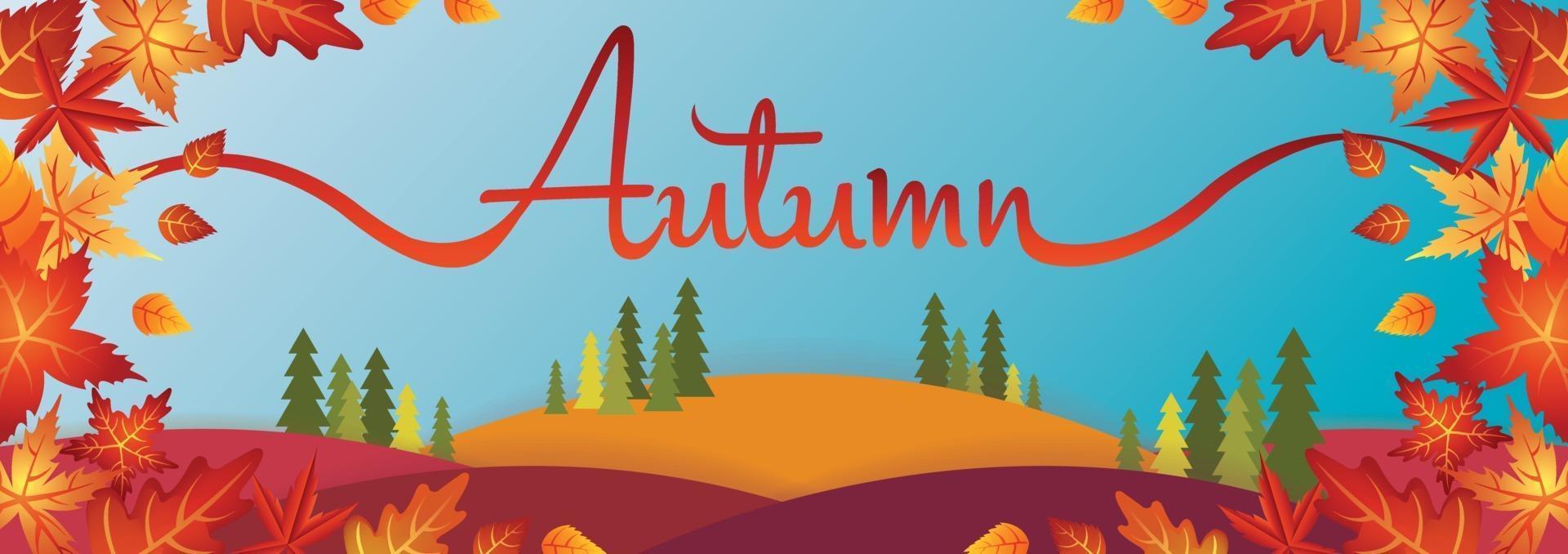 landscape autumn season art vector