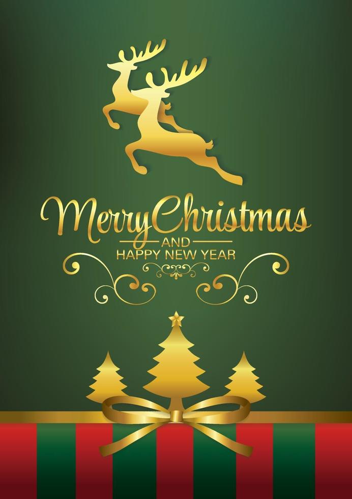 red christmas reindeer card vector