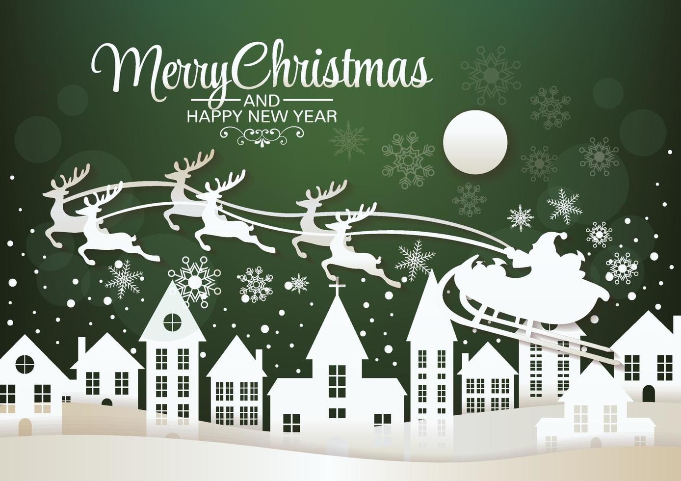 merry christmas art town vector background