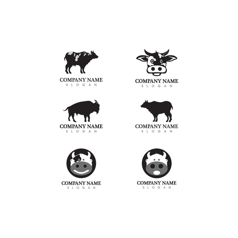 icono de vector de plantilla de logotipo de vaca y toro