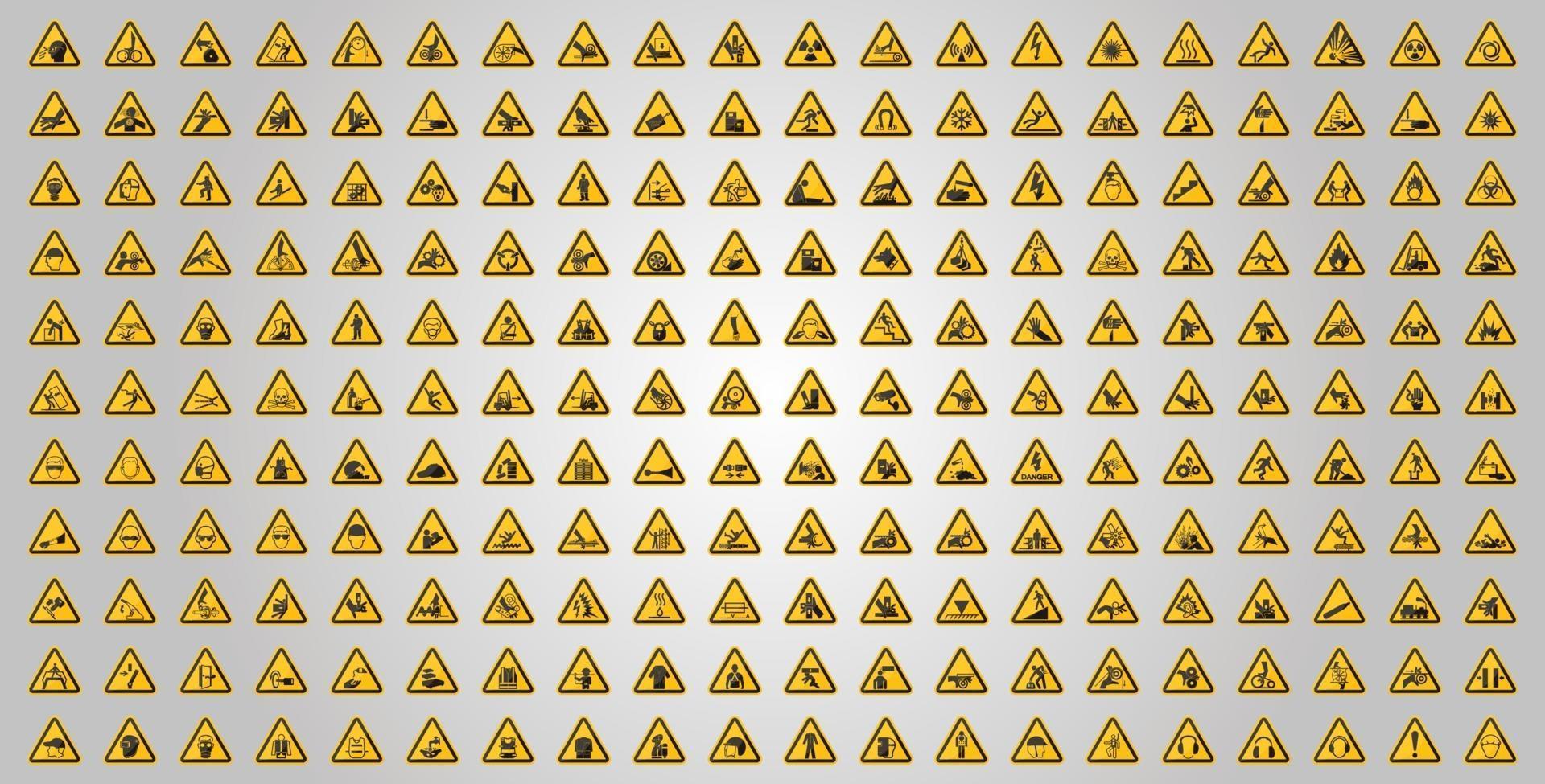 Warning Hazard Symbols labels Sign vector