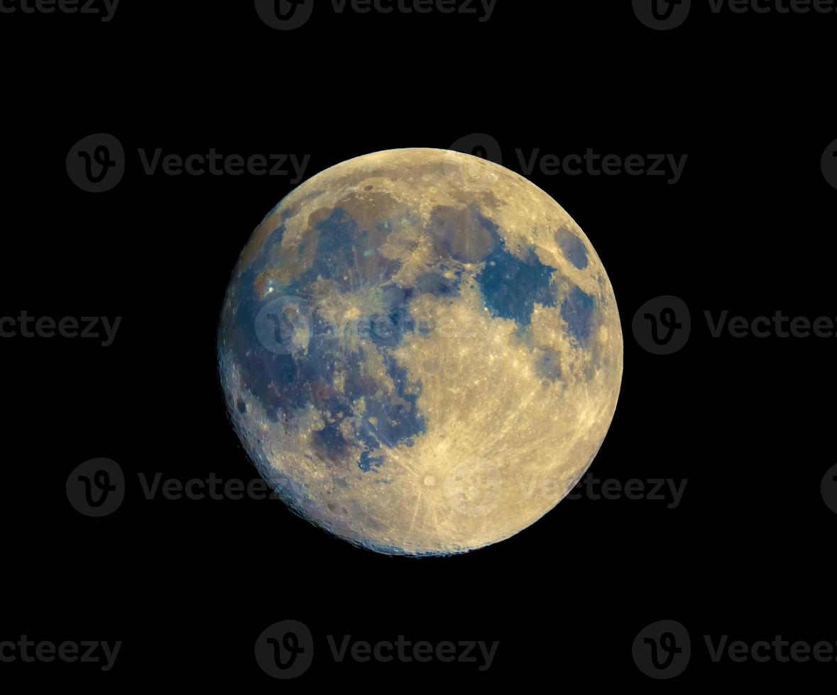 Full moon seen with telescope, enhanced colours photo