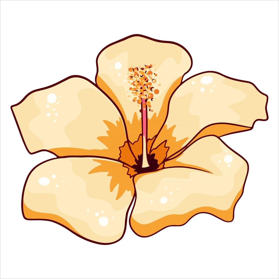 Tropical plant bright flower in cartoon style vector