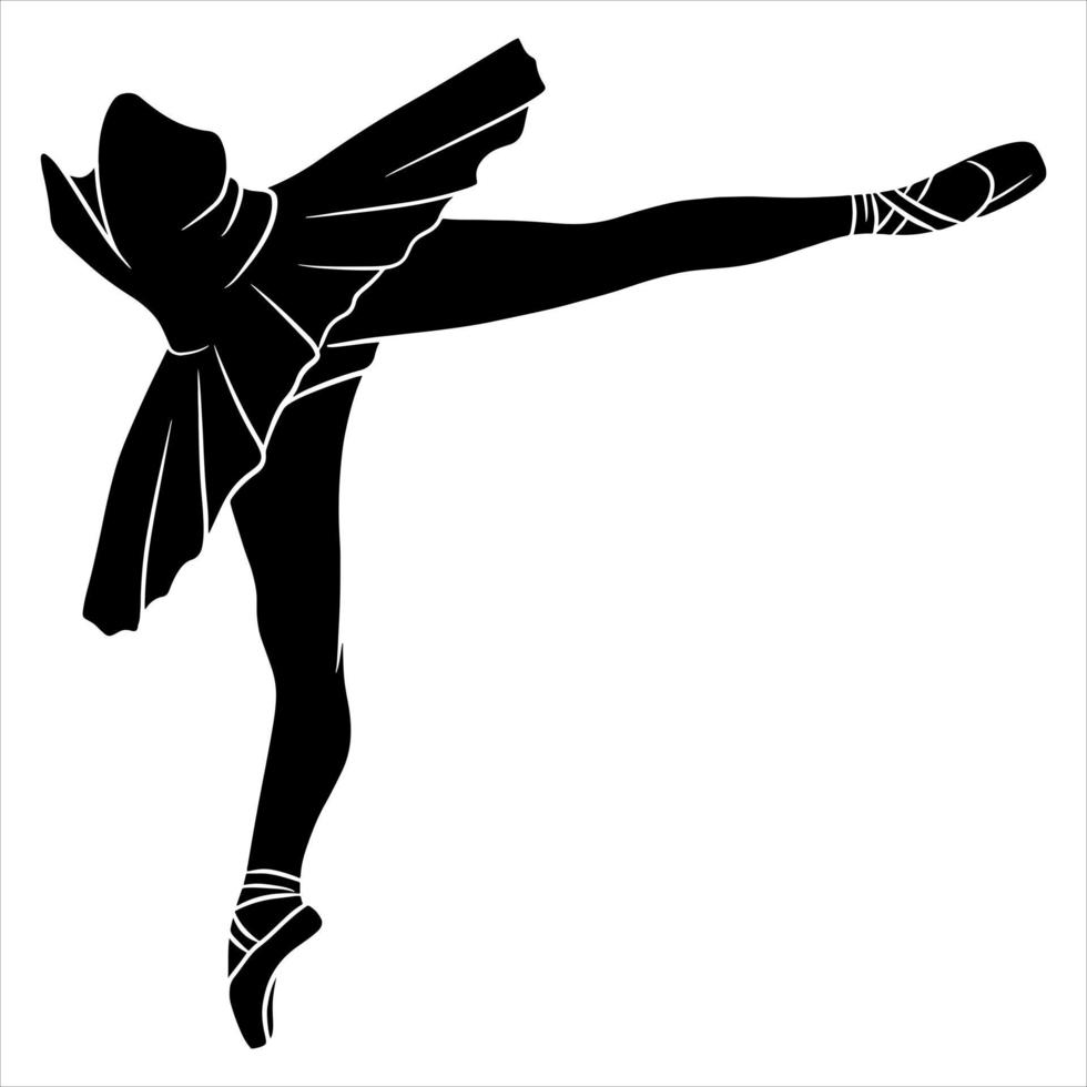 ballet. piernas de bailarina en tutú y punta. silueta. vector