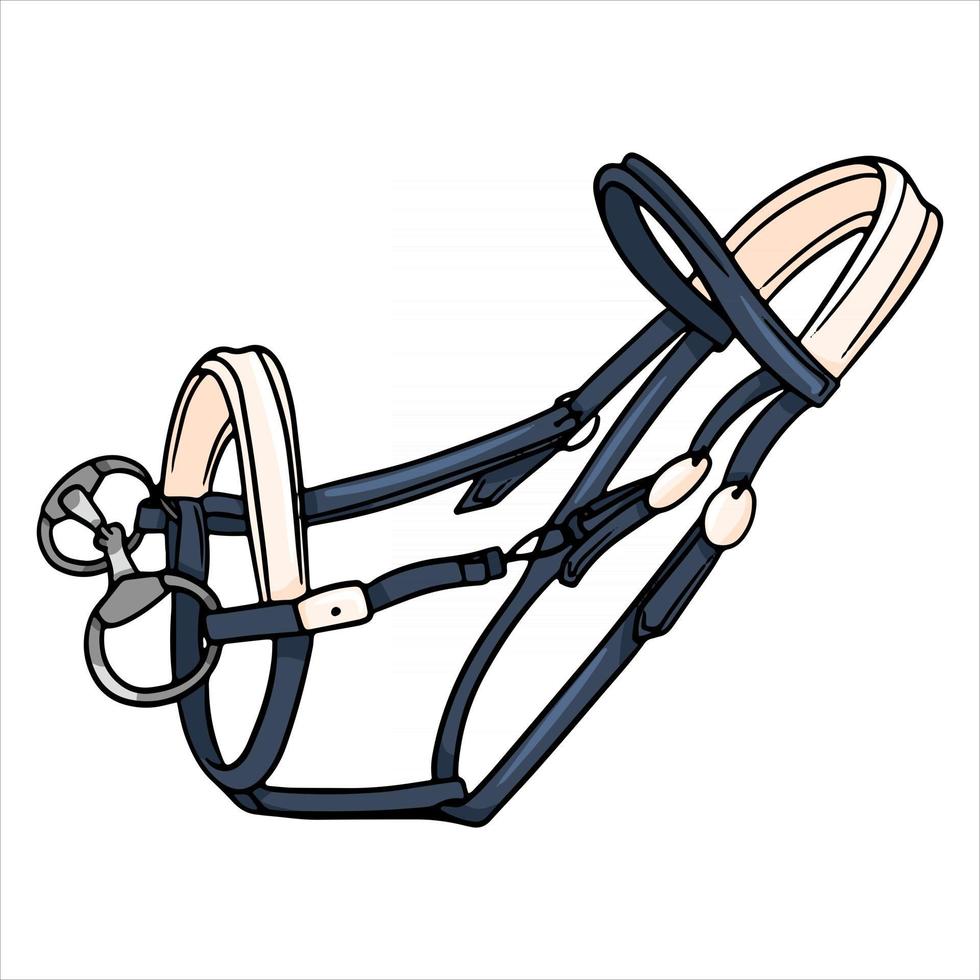 Horse harness bridle for riding vector illustration in cartoon style