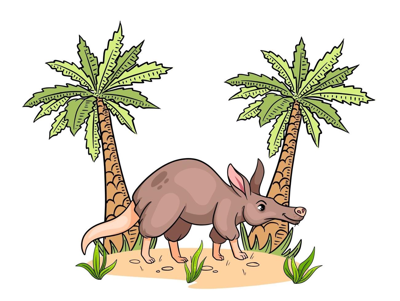Animal character funny aardvark in cartoon style. vector