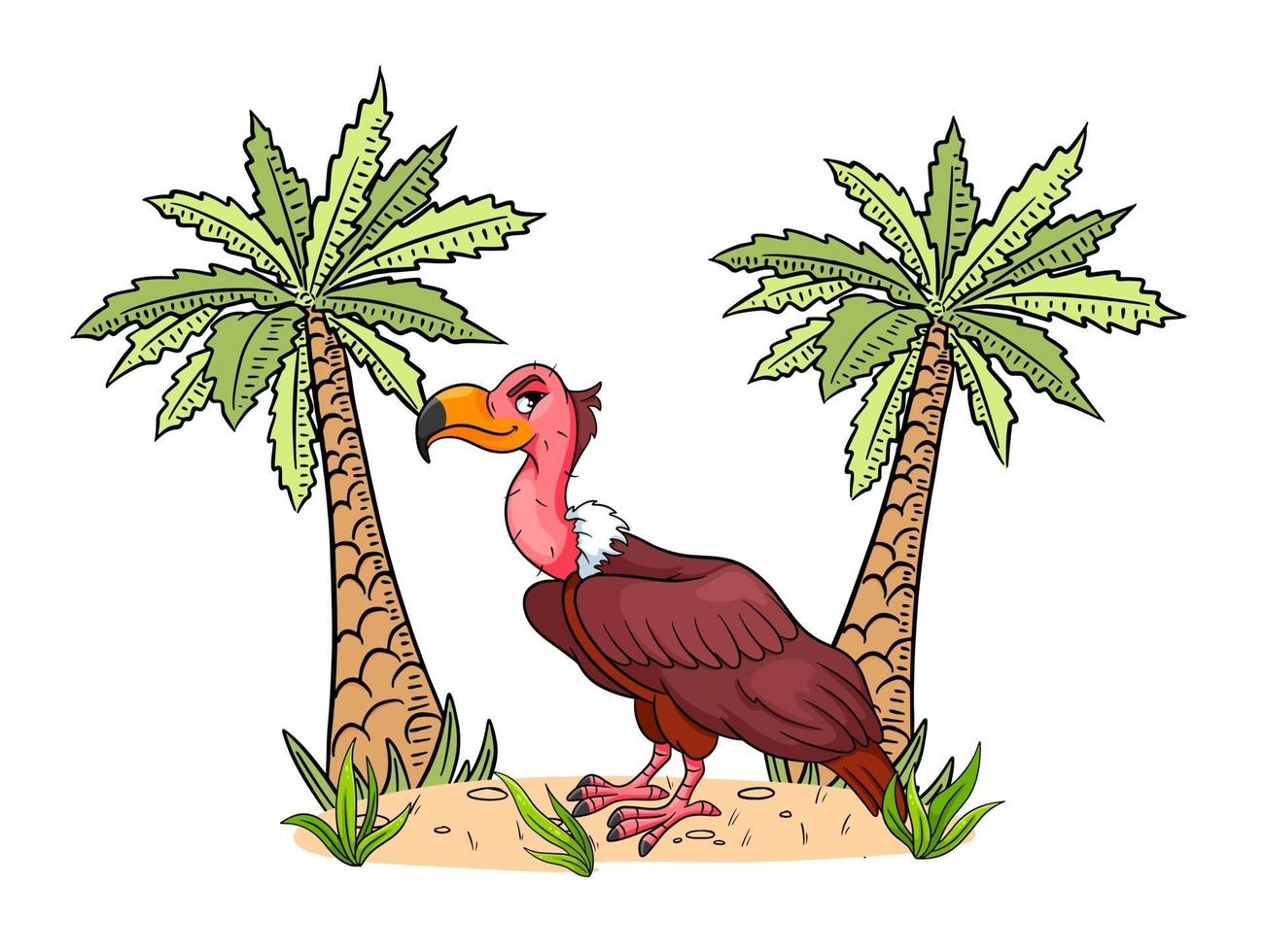 Animal character funny vulture in cartoon style. vector