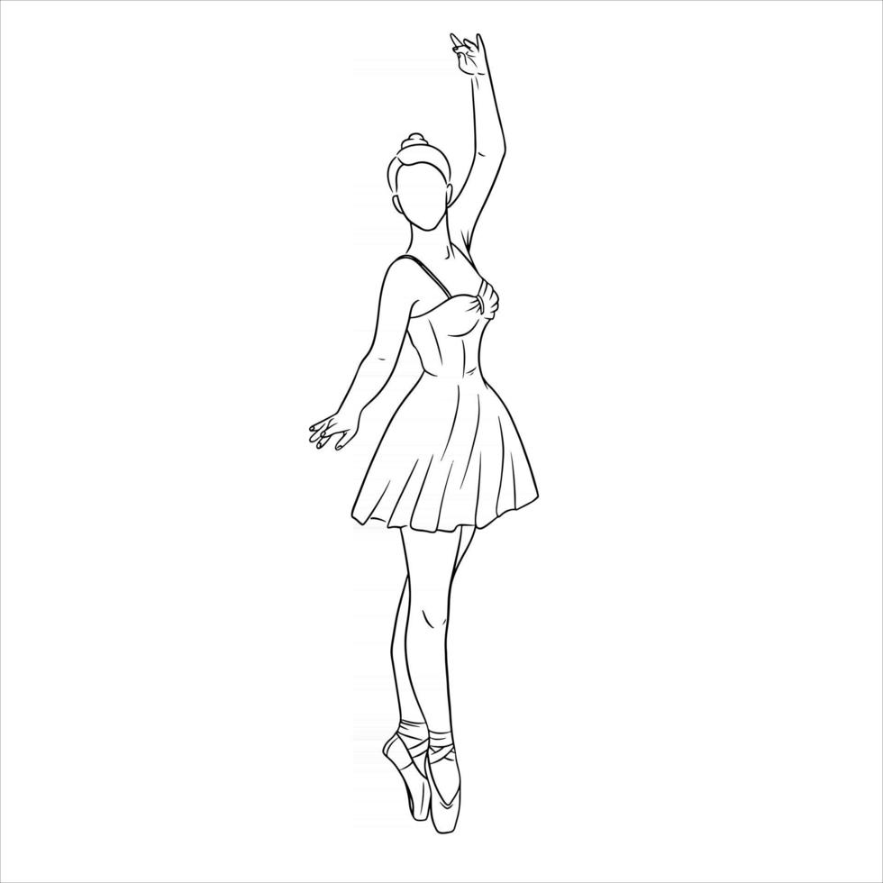 bailarina en vestido y zapatos de punta. estilo de línea. bailarín. vector