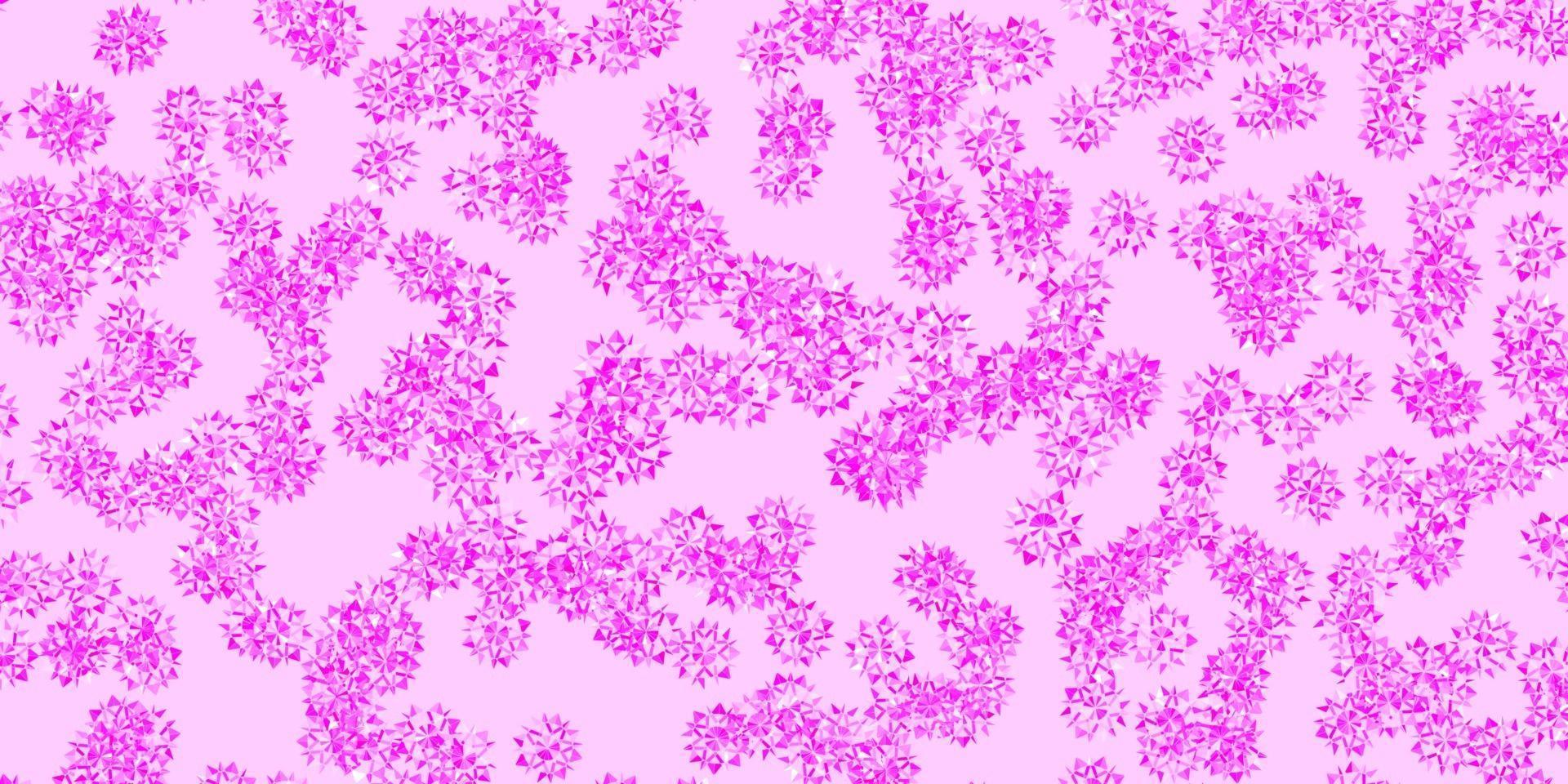 Light Pink vector texture with bright snowflakes.