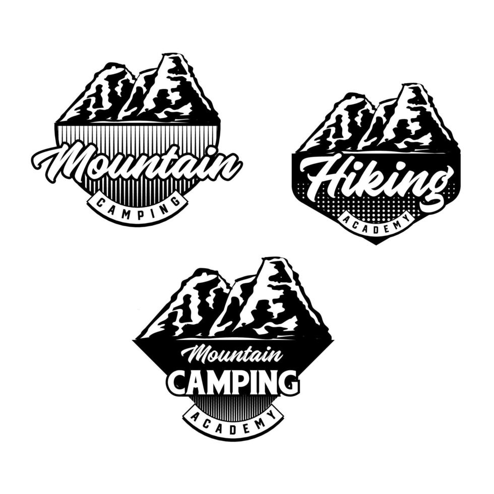 Set of Mountain biking and camping club badge. Vector