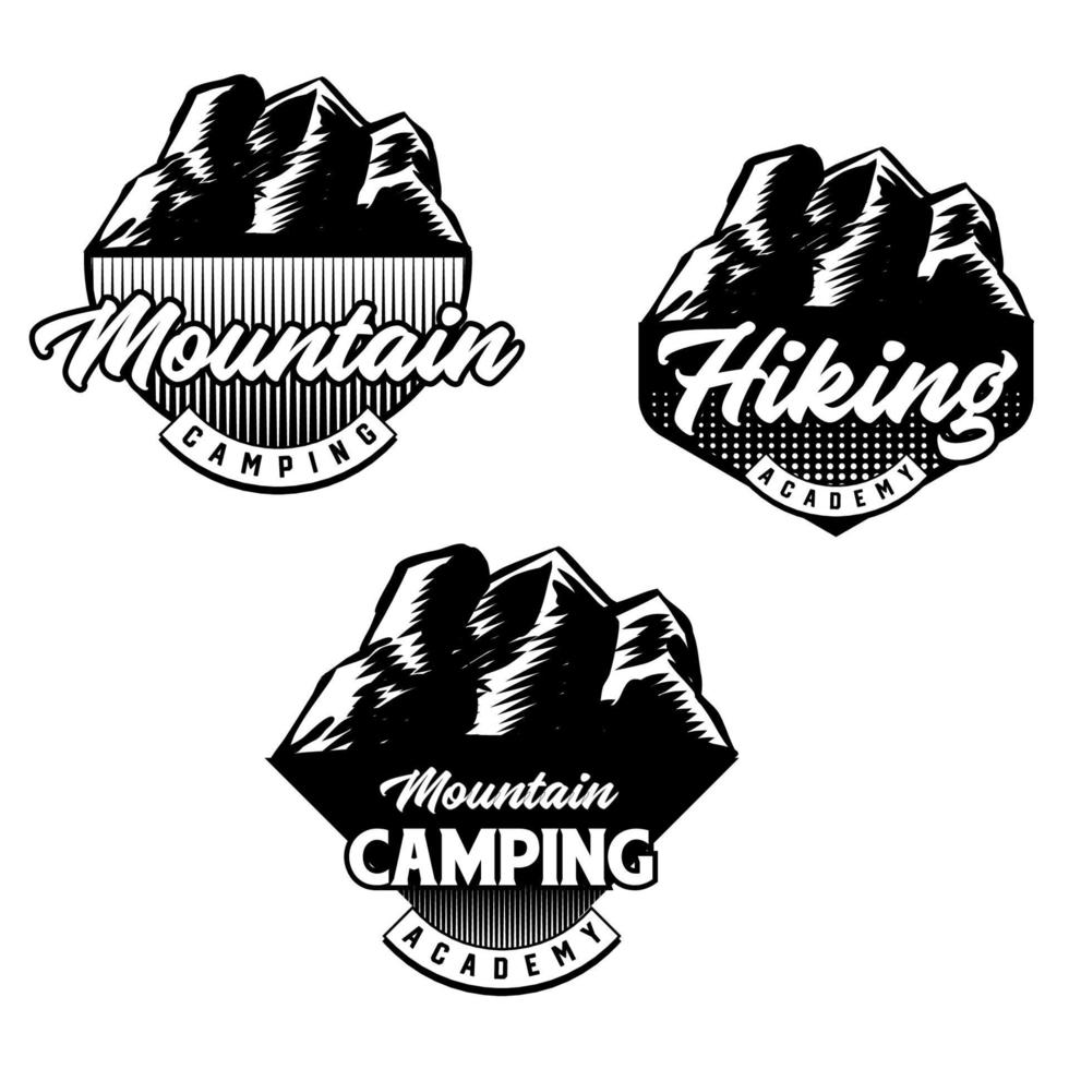 Set of Mountain biking and camping club badge. Vector