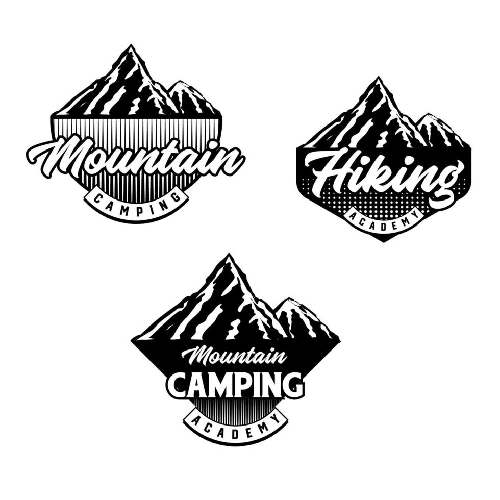 Set of Mountain biking and camping club badge. Vector