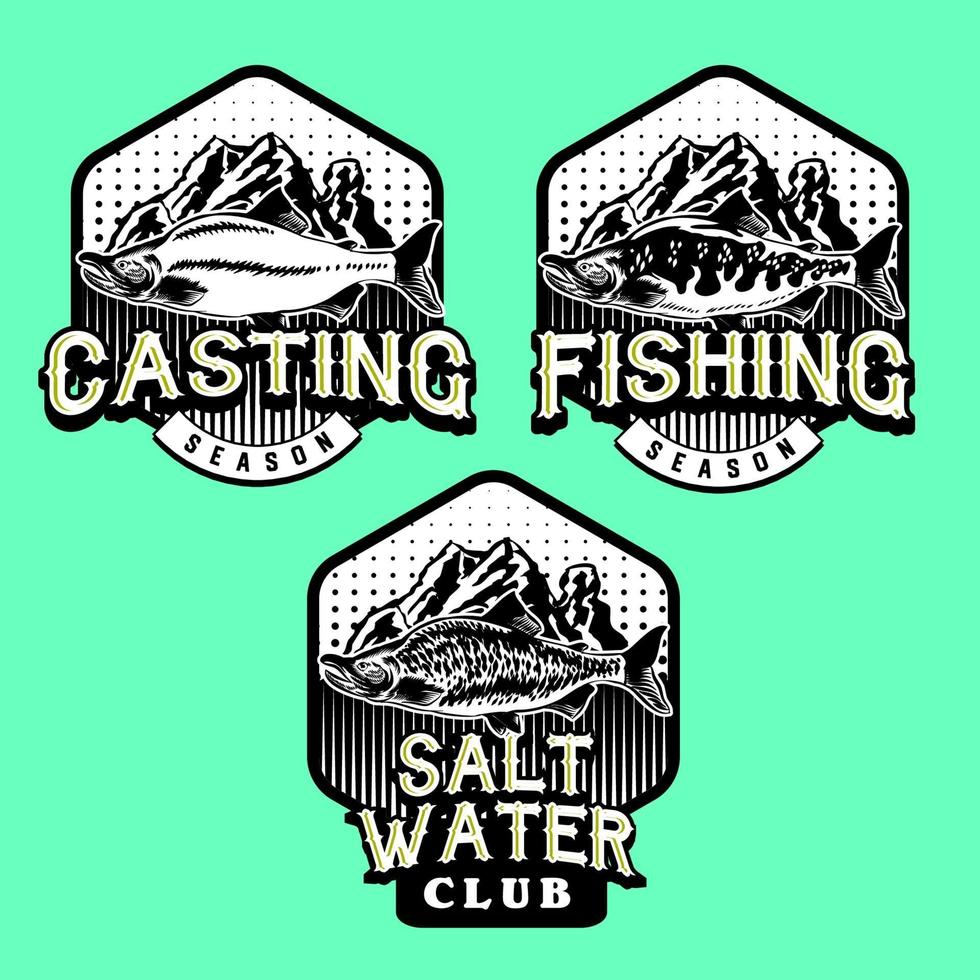 Set of vintage fishing club badge emblem vector