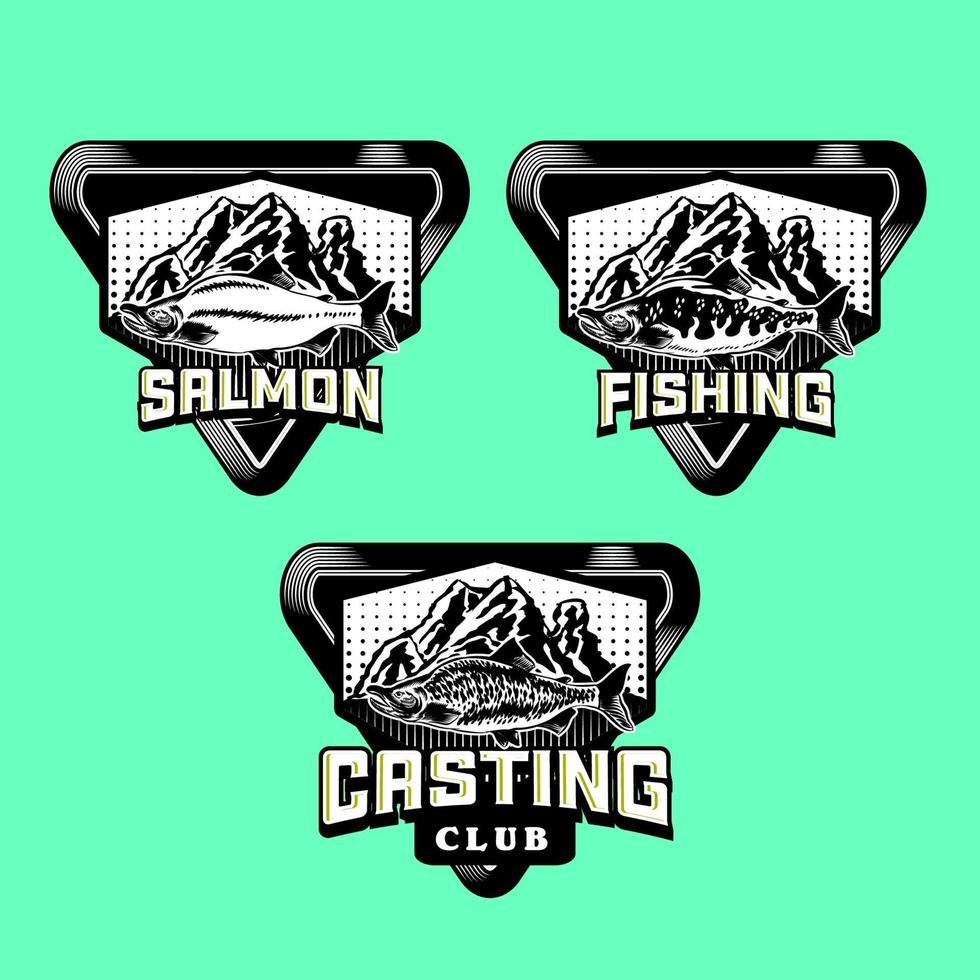 Set of vintage fishing club badge emblem vector