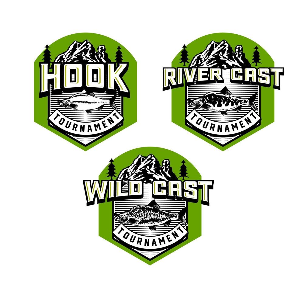 Set of vintage fishing club badge emblem vector