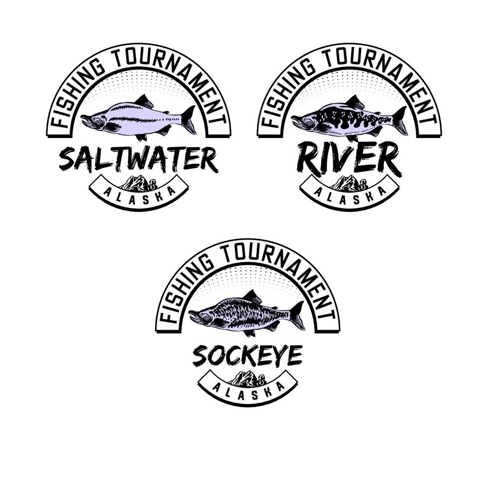 Set of vintage fishing club badge emblem vector