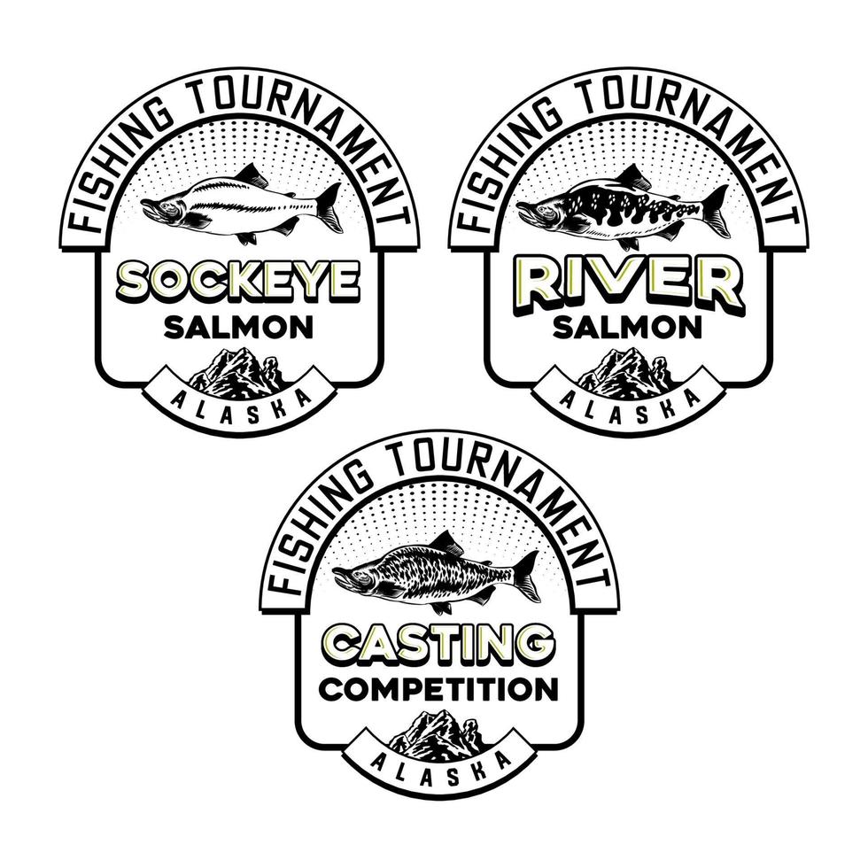 Set of vintage fishing club badge emblem vector