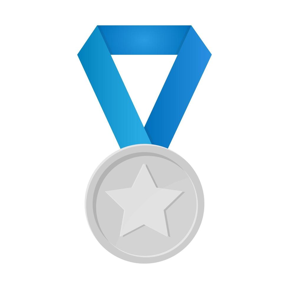 Simple illustration of silver award medal with ribbons for winners vector