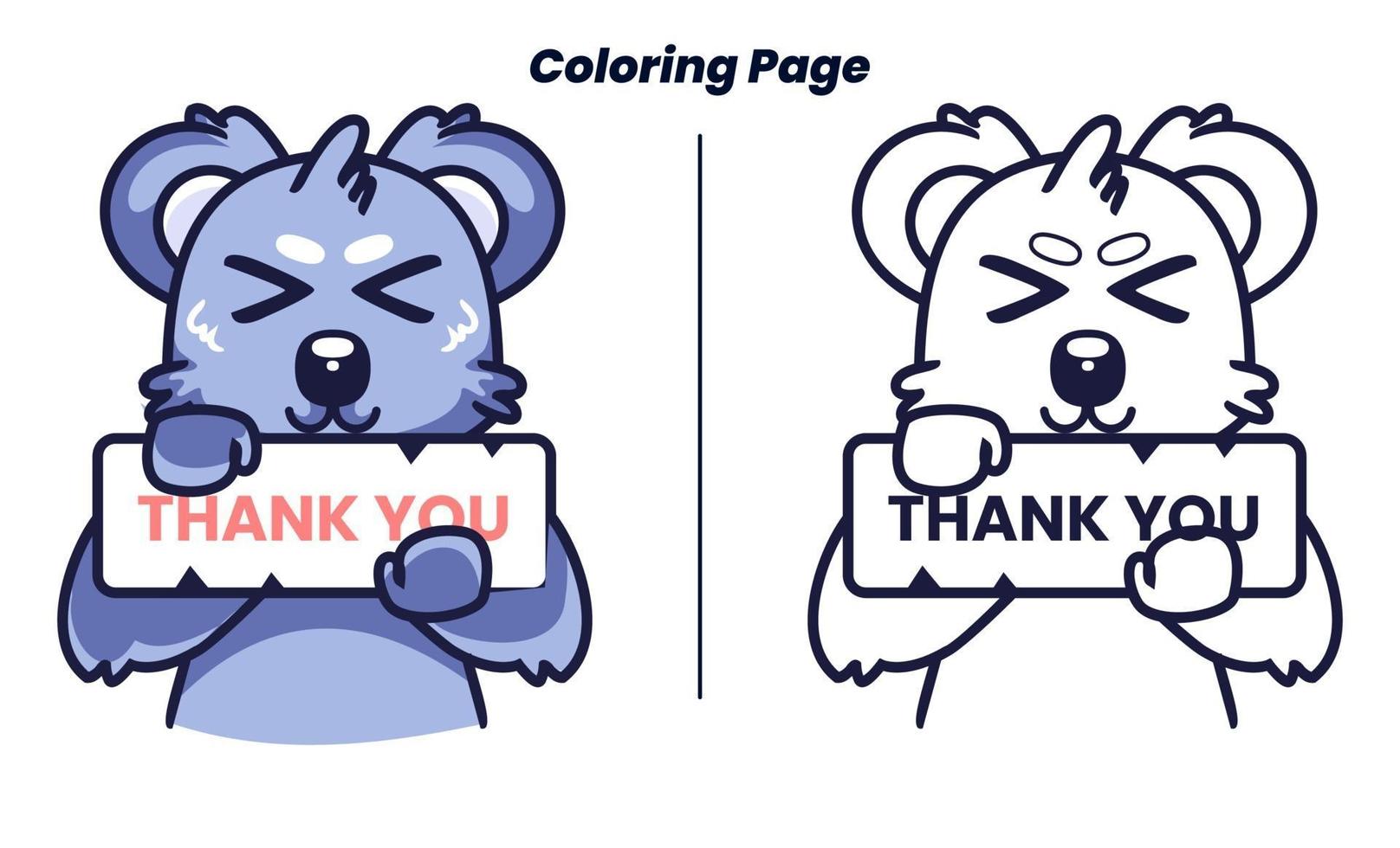 gracias koala con dibujos para colorear vector