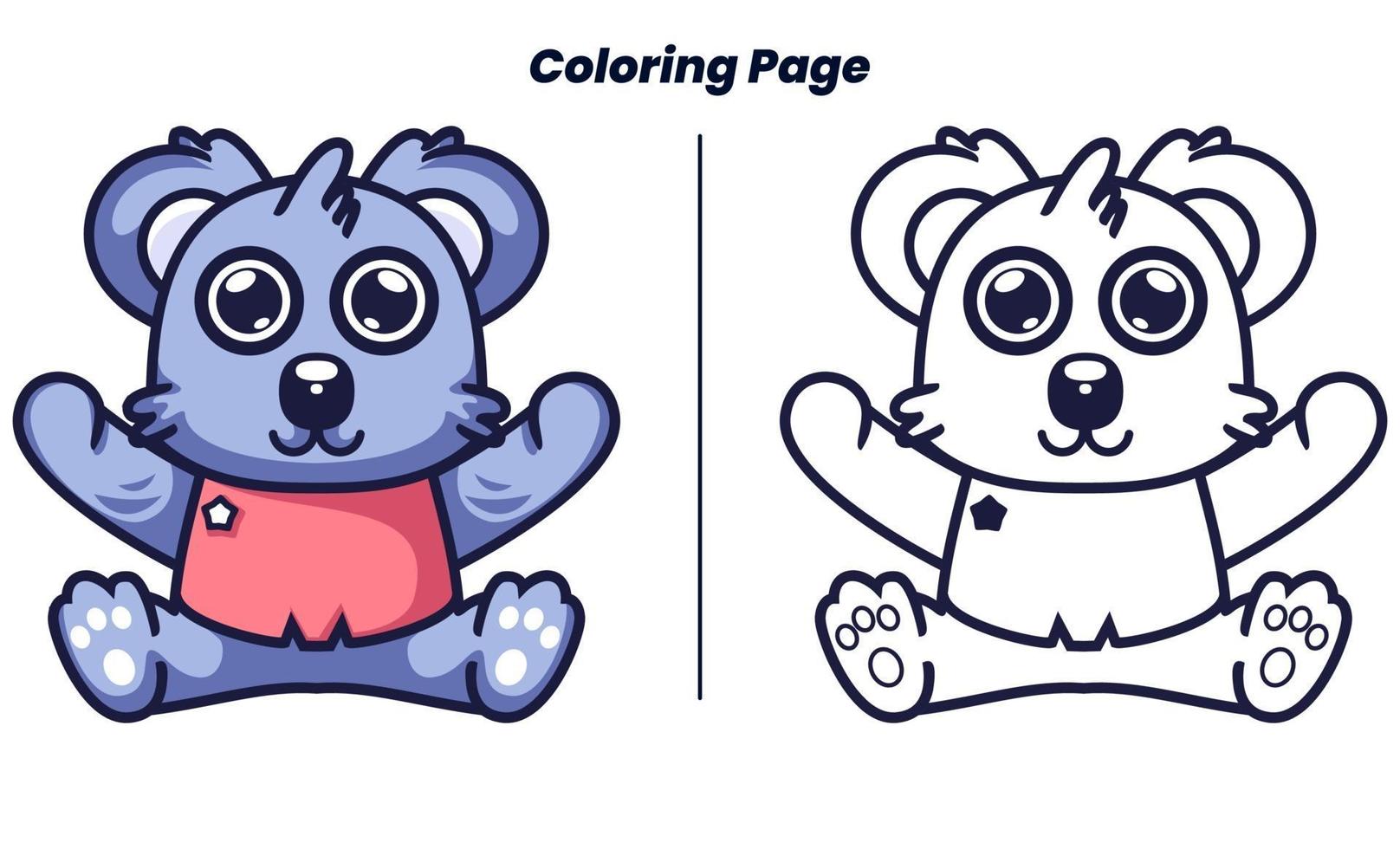 cute baby koala with coloring pages vector