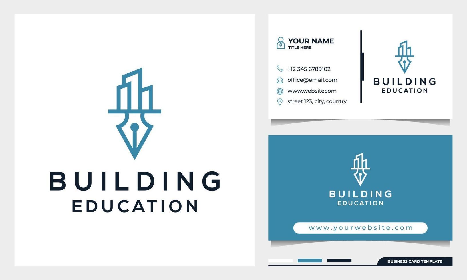 concepto de diseño de logotipo de educación y construcción con plantilla de tarjeta de visita vector