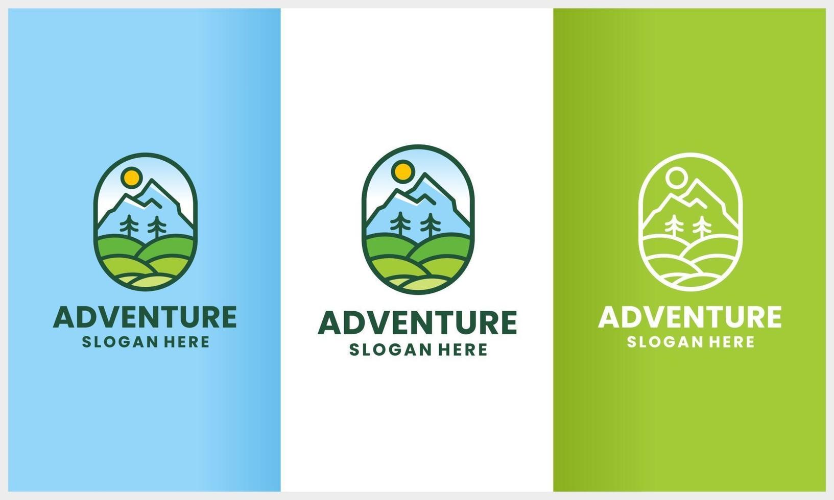 set of natural adventure with line art style logo concept vector