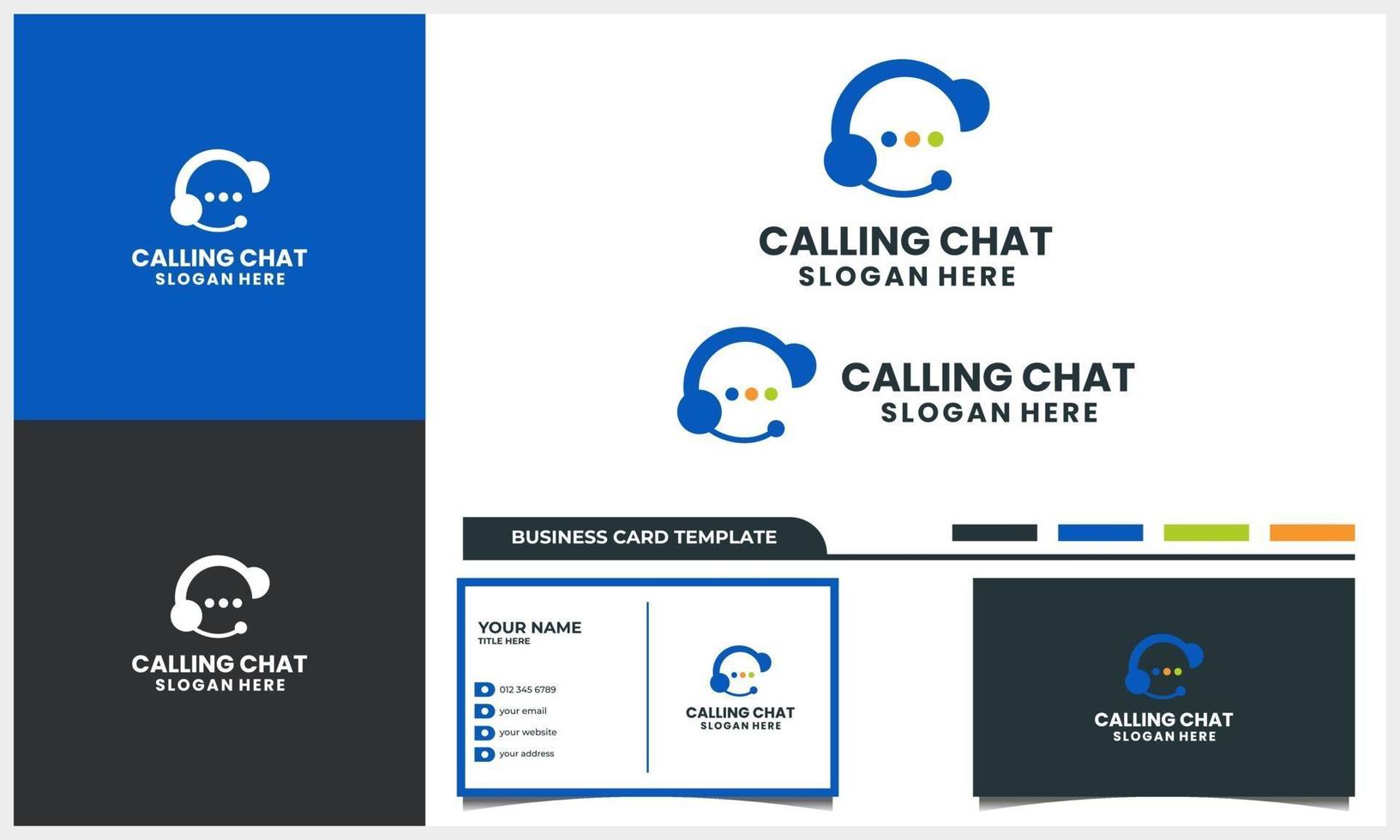 call with chat talk logo concept and business card template vector
