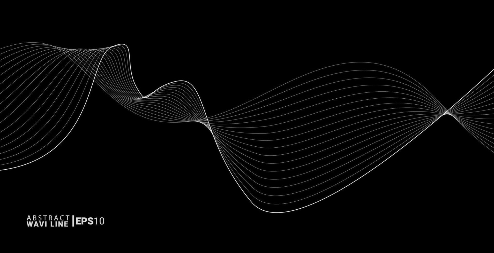 Abstract wave lines. Waves flowing isolated on black background. vector