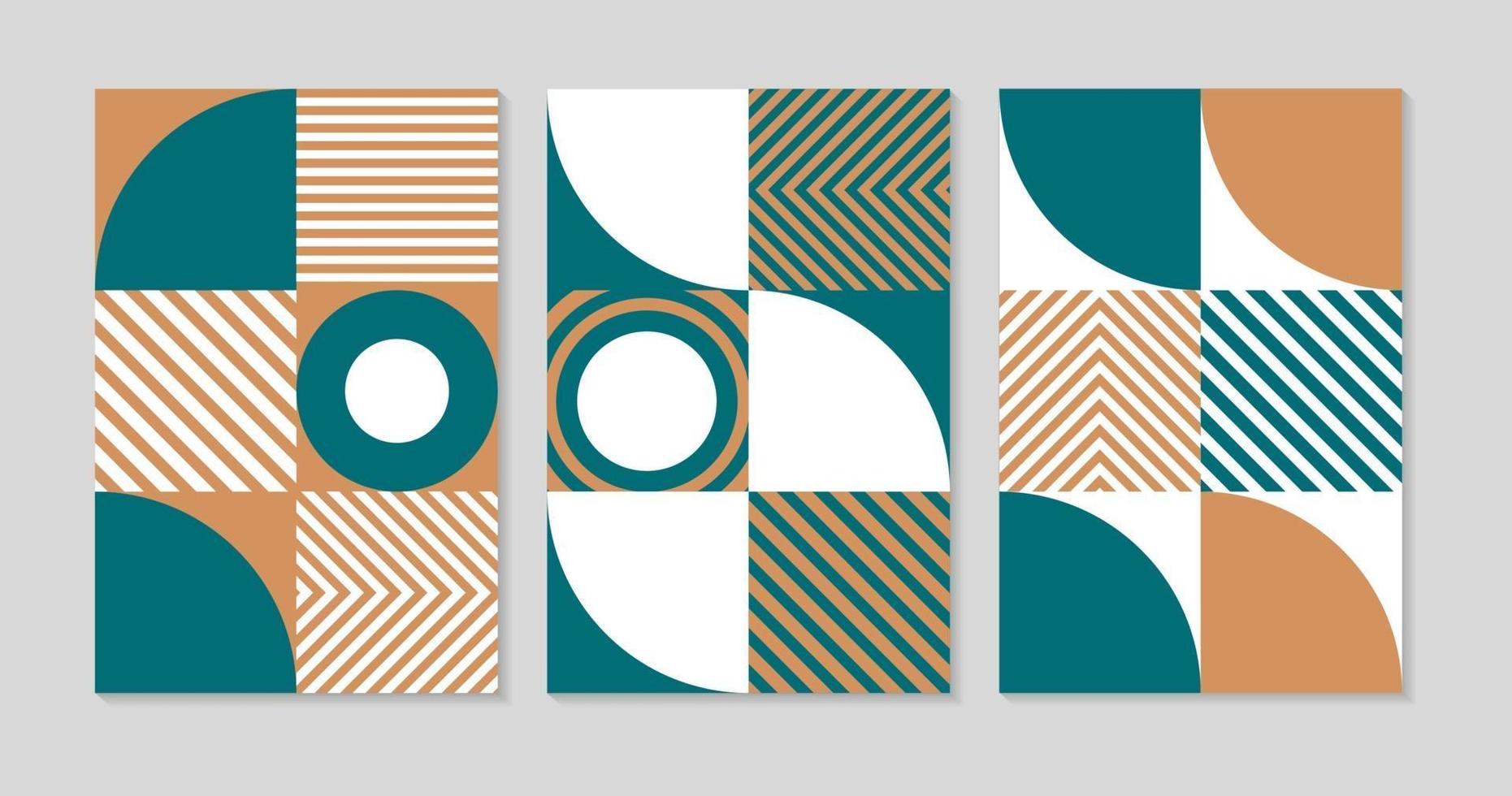 Set of cover design background. Trendy bauhaus pattern design vector