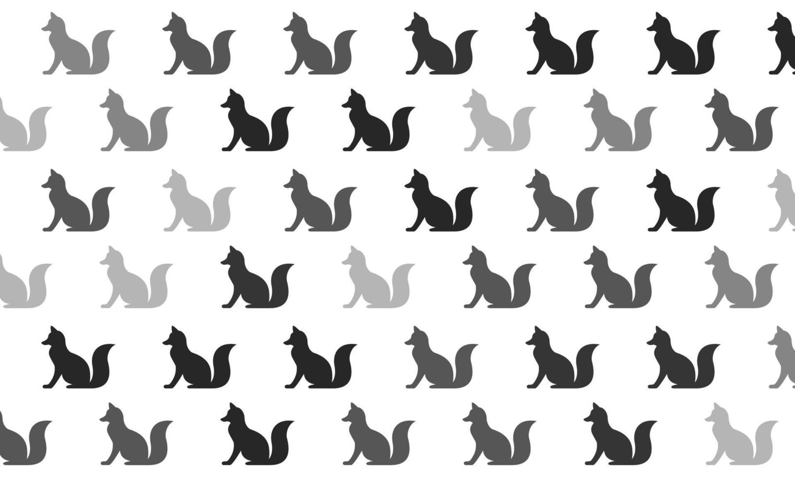 Black and White Fox Seamless Pattern Background vector