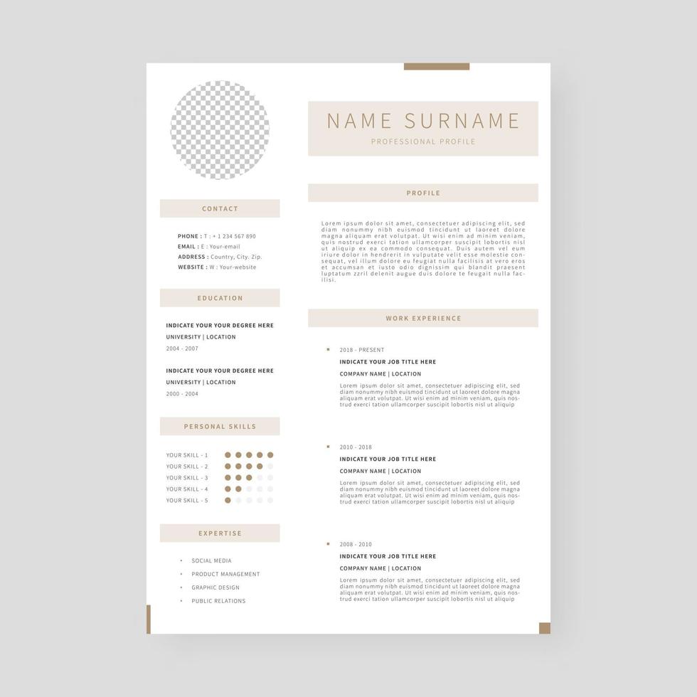 plantilla del curriculum vitae. diseño de plantilla de currículum profesional. vector