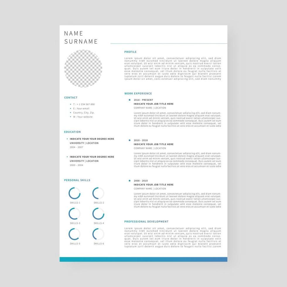 plantilla del curriculum vitae. diseño de plantilla de currículum profesional. vector