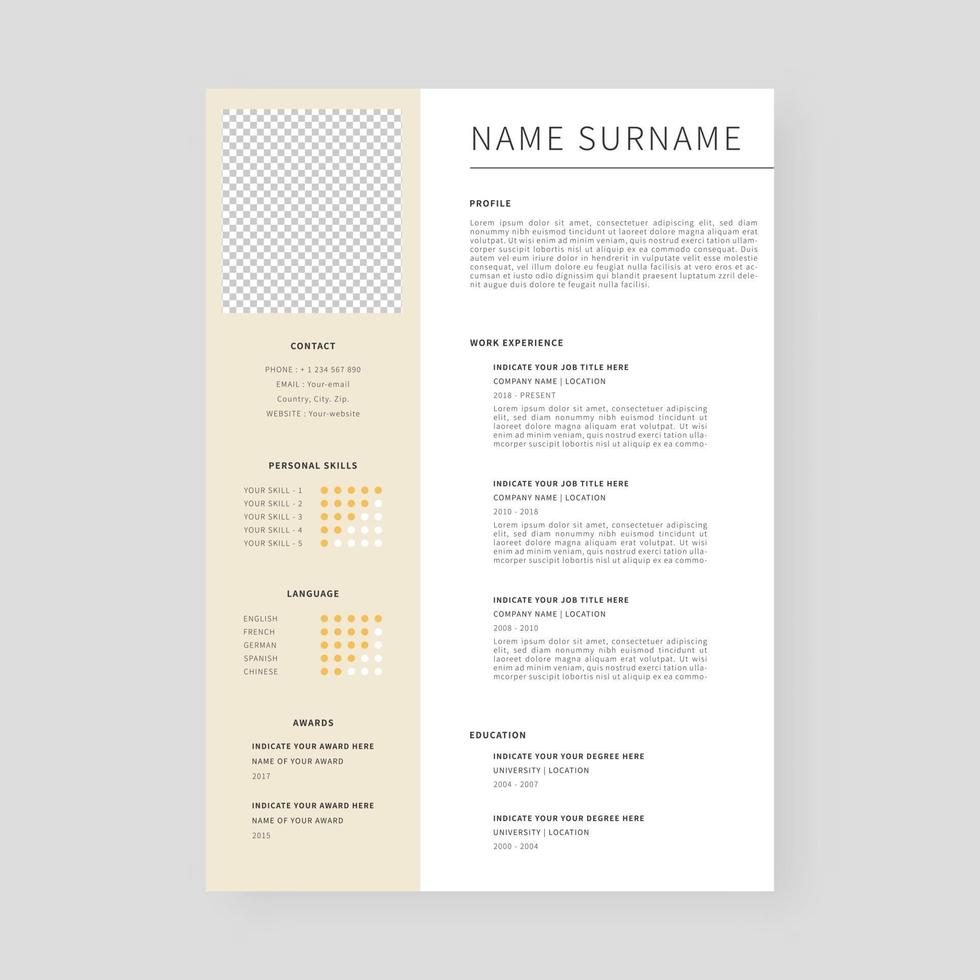 Resume template. Professional resume template design. vector