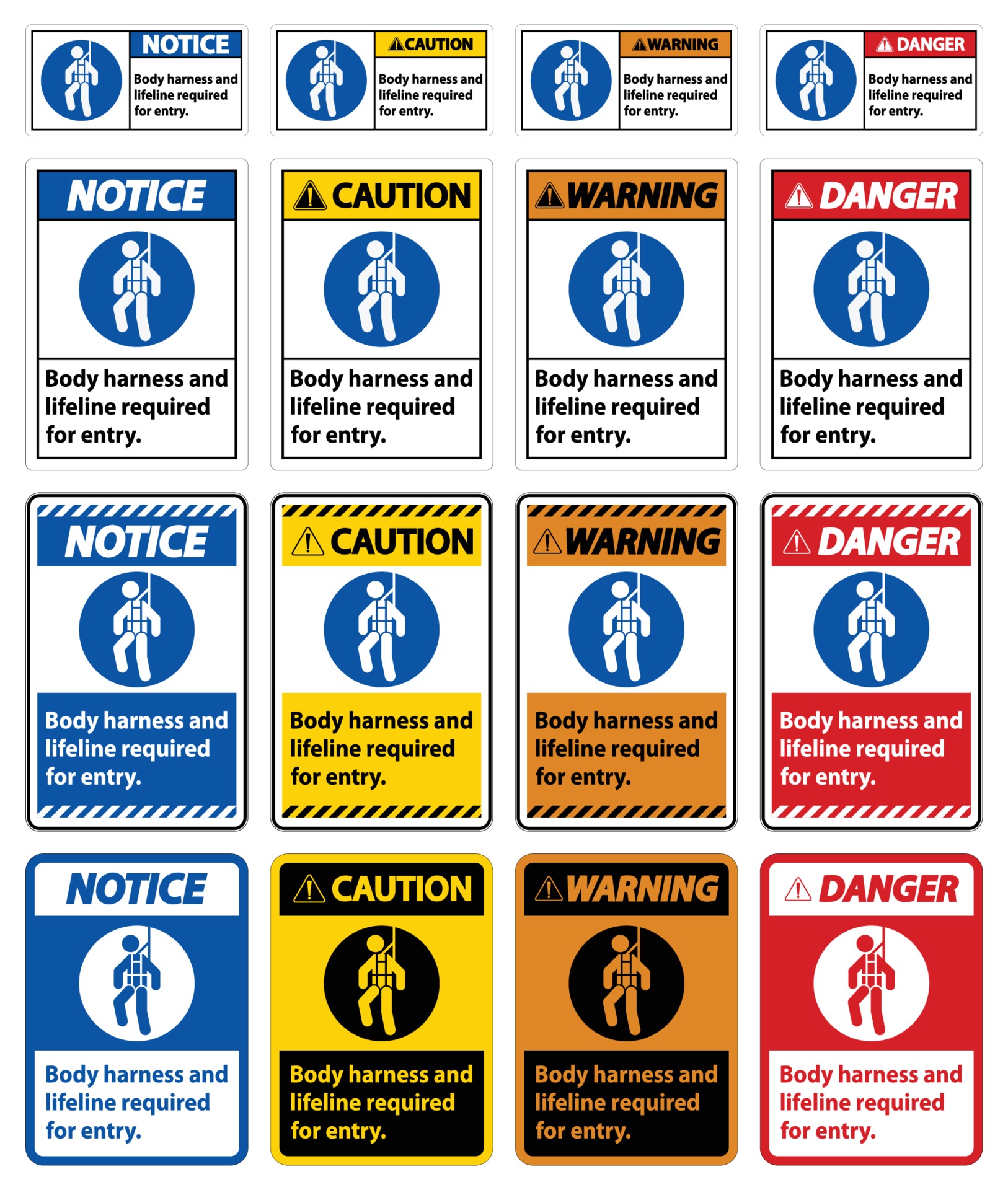 Warning Sign Body Harness And Lifeline Required For Entry 3279019